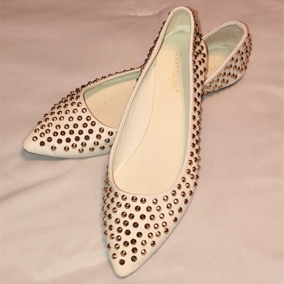 white studded flats